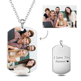 Stainless Steel Personalized Color Photo&Text Necklace Adjustable 16”-20”