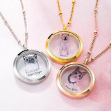 Custom Pet Fur Locket Necklace with Photo & Name