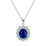 925 Sterling Silver Blue Cubic Zirconial Leverback Necklace for Women For Girls