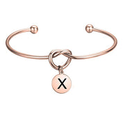 Copper Simple Love Knot with initial Personalized Engraved Bangle