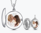 Engravable Round Photo Locket With Chain