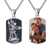 Customized Photo Saint Michael Pendant Necklace in 925 Sterling Silver