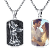 Customized Photo Saint Michael Pendant Necklace in 925 Sterling Silver