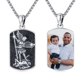 Customized Photo Saint Michael Pendant Necklace in 925 Sterling Silver