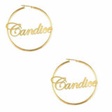 10K/14K Gold Personalized Script Name Hoop Earrings