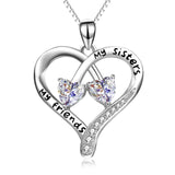 925 Sterling Silver My Friends My Sisters Twisted Heart Pendant Necklace