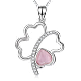 925 Sterling Silver Four Leaf Clover Cubic Zirconia Pendant Necklace