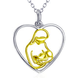 Hold You Gently-925 Sterling Silver Non-Personalized Heart Pendant Necklace