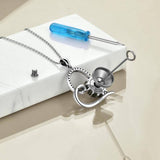 Sterling Silver Sunflower Heart-shaped Urn With Oxidized Pendant Necklace For Women