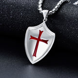 Knights Templar Shield Necklace in Sterling Silver