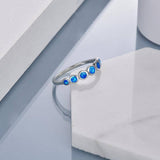 Opal Ring Sterling Silver Created Blue Opal Thumb Rings for Women