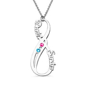 Double Names 925 Sterling Silver Personalized Birthstone Infinity Name Necklace Adjustable Chain 16"-20"