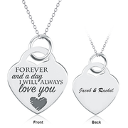 "Love's Proverbs" Copper/925 Sterling Silver Personalized Heart Necklace-Adjustable 18”-20”
