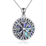 Sterling Silver Viking Compass Nordic Runes Vegvisir Pendant Necklace Jewelry