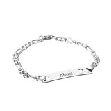 Copper/925 Sterling Silver Personalized  Bar Engraved Bracelet with Heart Adjustable 6”-7.5”