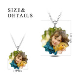 Stainless Steel Personalized Sunflower Color Photo&Text Necklace Adjustable 16”-20”