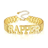 12mm Watch Band Chain Double Layer Personalized Custom Gold Plated Name Bracelet