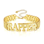 12mm Watch Band Chain Double Layer Personalized Custom Gold Plated Name Bracelet