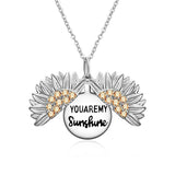 You are My Sunshine Sunflower Necklace in Gold Sterling Silver