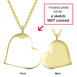 Personalized 14K Gold Love Heart Kids Engraved Photos Necklaces Adjustable 16”-20”