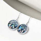 Tree of Life Giraffe Abalone Shell Earrings in Rose Gold Plated Sterling Silver