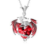 Birthstone Crystal Dragon Necklace in Sterling Silver