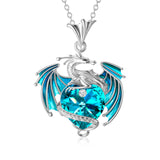 Birthstone Crystal Dragon Necklace in Sterling Silver