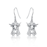 Highland Cow Earrings 925 Sterling Silver Heart Animal Jewelry