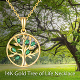 14k Solid Gold Tree of Life Pendant Necklace Jewelry Gifts for Women