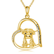 925 Sterling Silver Highland Cow Necklace for Women Girls Gift