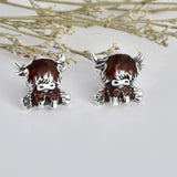 925 Sterling Silver Highland Cow Earrings Dangle for Women