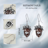 925 Sterling Silver Highland Cow Stud Earrings for Women