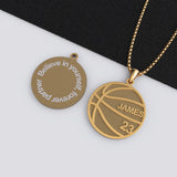 Basketball necklace with custom inspirational text