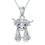 925 Sterling Silver Highland Cow Necklace for Women Girls Gift