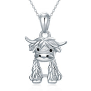 925 Sterling Silver Highland Cow Necklace for Women Girls Gift