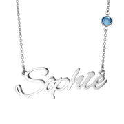 Sophie 925 Sterling Silver Personalized One Crystal Stone Name Necklace Adjustable Chain 16"-20"