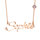 Sophie 925 Sterling Silver Personalized One Crystal Stone Name Necklace Adjustable Chain 16"-20"