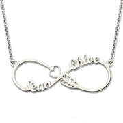 Infinity 925 Sterling Silver Personalized Heart Name Necklace Adjustable Chain 16"-20"