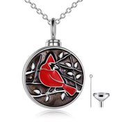 Sterling Silver Cardinal Bird Urn Necklace for Ashes Cremation Jewelry for Ashes