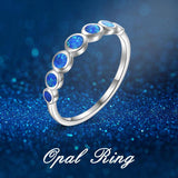 Opal Ring Sterling Silver Created Blue Opal Thumb Rings for Women