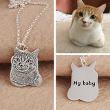 925 Sterling Silver Personalized Pets Photo Engraved Necklace Adjustable 16”-20”