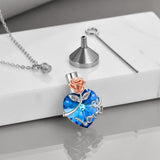 Sterling Silver Rose Love Heart Crystal Urn Necklace for Ashes Womens Rose Cremation Jewelry