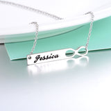 Infinity Copper/925 Sterling Silver Personalized  Engravable  Bar Necklace-Adjustable 16”-20”