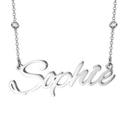 Sophie 925 Sterling Silver Personalized Crystal Stone Name Necklace Adjustable Chain 16"-20"