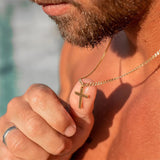 Cross Necklace 3mm Cuban Chain Necklace for Man Minimalist Sterling Silver Cross Pendant Stainless Steel Necklace Gifts for Him