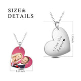 Stainless Steel Personalized Heart Color Photo&Text Necklace Adjustable 16”-20”