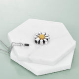 Daisy Urn Necklace for Ashes 925 Sterling Silver Sunflower Cremation Jewelry for Ashes Memory Jewelry for Women Men