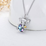 Elephant Urn Necklaces With Crystal for Ashes Sterling Silver Heart Cremation Memorial Keepsake Necklace Jewelry Gifts for Women