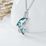 Blue Crystal Dolphin Urn Necklace for Ashes Dolphin Cremation Jewelry Dolphin Beach Jewelry Gifts for Women Girls