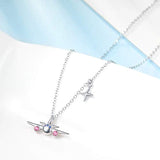 Airplane Pendant Necklace North Star Adjustable Necklace with Crystals, welry Stewardess Flight Attendant Traveler